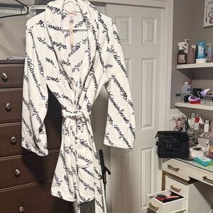 Victoria's Secret Ivory Robe with Black Script
